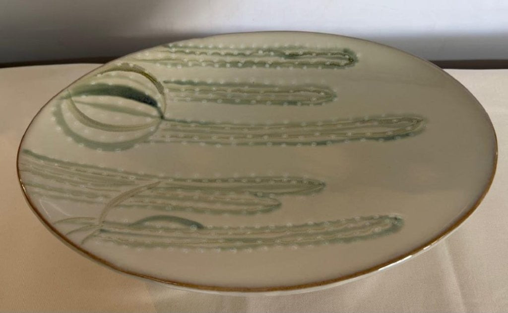 Large Oval Ceramic Serving Platter on Feet