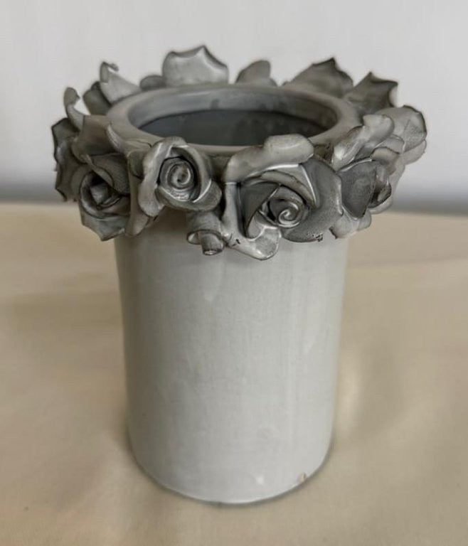 Small Off-white Ceramic Roses Vase