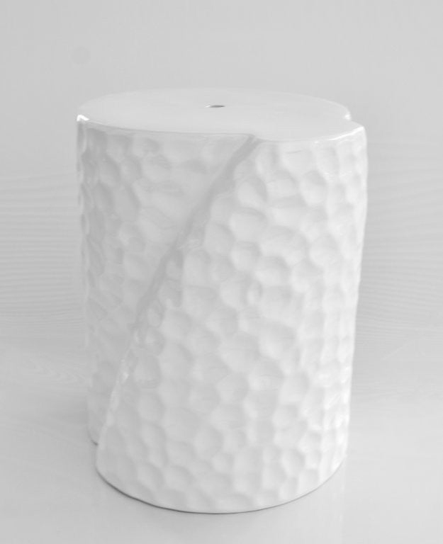 WHITE CERAMIC GARDEN STOOL