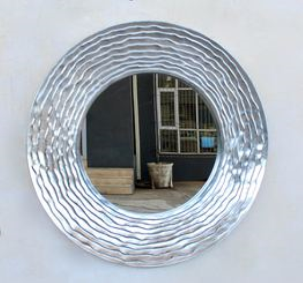 ROUND WAVELY SILVER MIRROR - NetDécor
