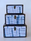 SET OF 3 BLUE & WHITE TIE DYE TRUNKS - NetDécor