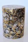 BLACK GREY AND GOLD GARDEN STOOL 43X33CM - NetDécor