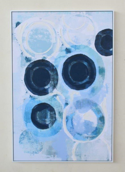 BLUE & WHITE CIRCLE FRAMED PICTURE - NetDécor