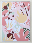 EXTRA LARGE PINK, YELLOW & CORAL DESIGN FRAMED PIC - NetDécor