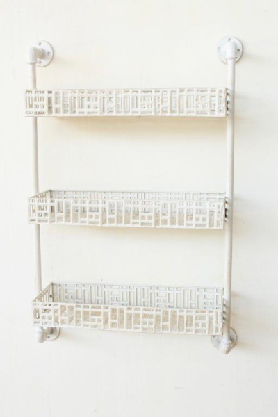 OFF WHITE METAL 3 TIER WALL SHELF - NetDécor