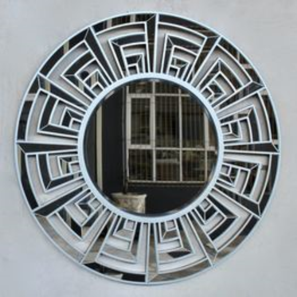 ROUND KEY DESIGN SILVER MIRROR - NetDécor