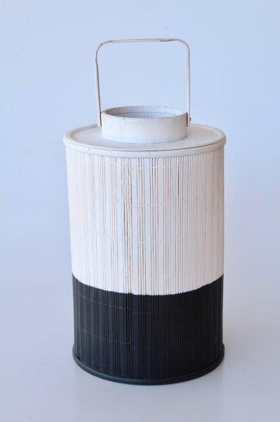 BLACK & WHITE BAMBOO LANTERN - NetDécor