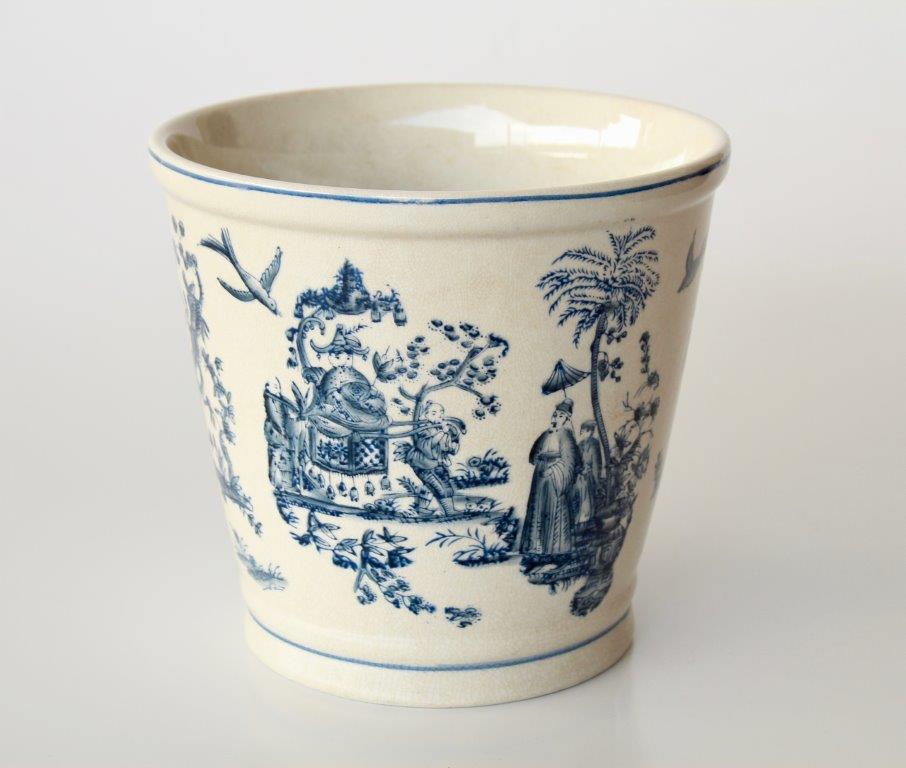 BLUE CHINESE ROUND PLANTER - NetDécor