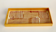 GOLD OBLONG TRAY METALIC STRIPES - NetDécor