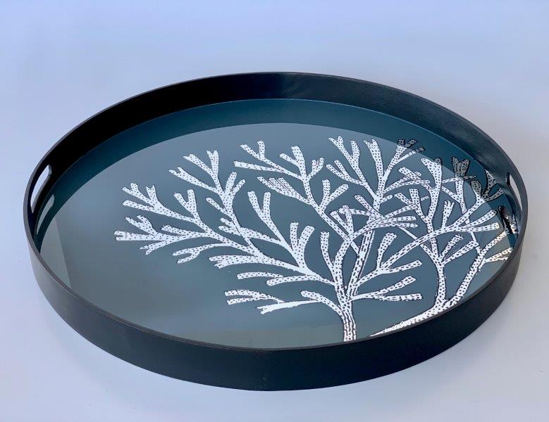 LARGE BLUE & BLACK TWIG TRAY - NetDécor
