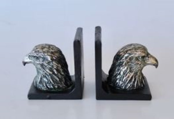 PAIR OF SILVER EAGLE BOOKENDS - NetDécor 