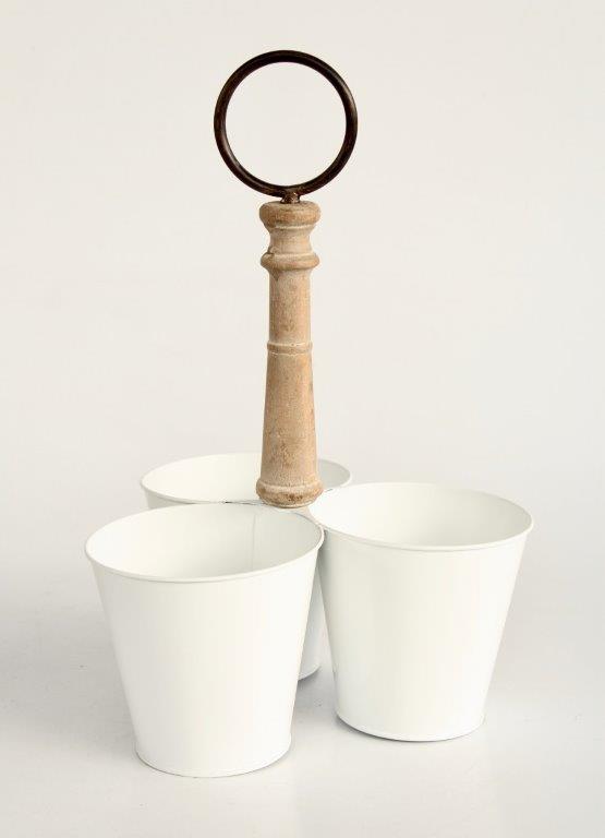 3 ENAMEL PAILS WITH HANDLE - NetDécor
