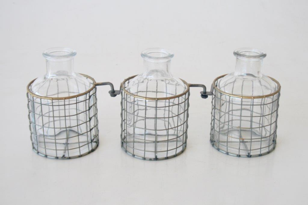 3 Division Joined Glass Bottles - NetDécor