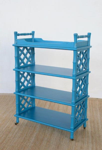 4 Tier Chinese Book Shelf on Wheels - NetDécor