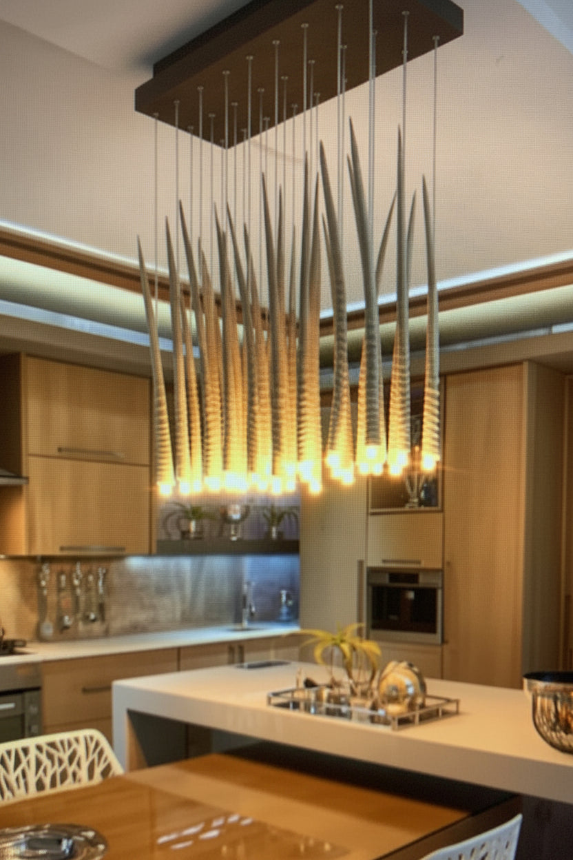 27 White Gemsbok Horn Chandelier - NetDécor