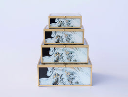 Set of 4 Black & Gold Boxes - NetDécor