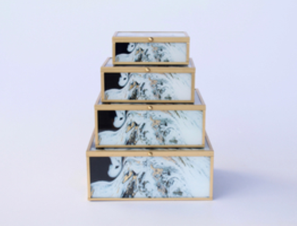 Set of 4 Black & Gold Boxes - NetDécor