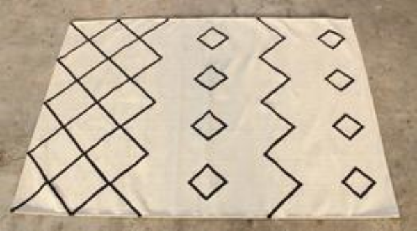 300 x 200 BERBER BLACK ON WHITE RUG - NetDécor