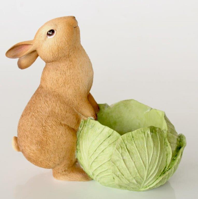 Standing bunny with cabbage planter - NetDécor