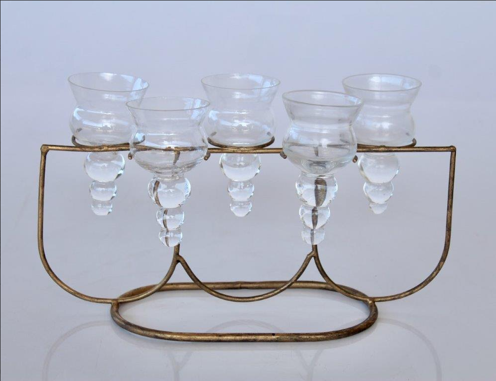 Glass Vase In Metal Stand - NetDécor