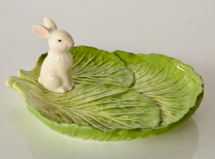 Cabbage Leaf Plate With Bunny - NetDécor 