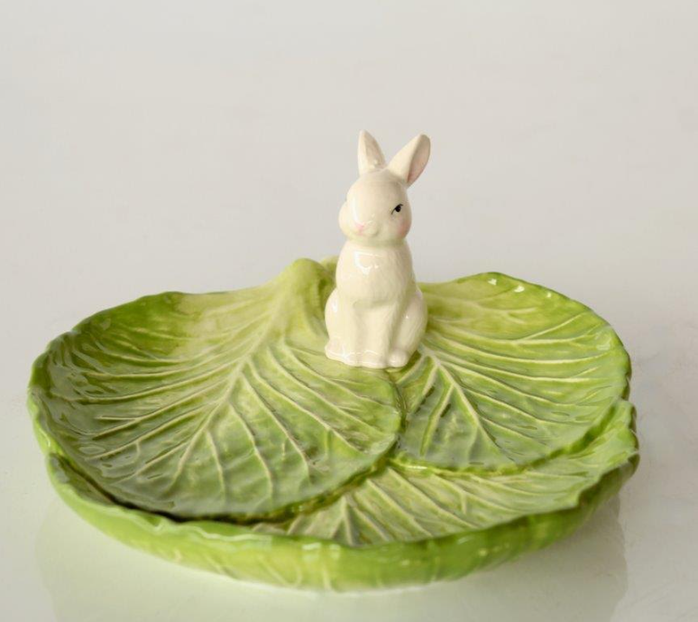 Cabbage Leaf Plate With Bunny - NetDécor 