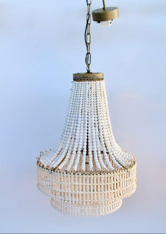 Hanging Off White Beaded Chandelier - NetDécor