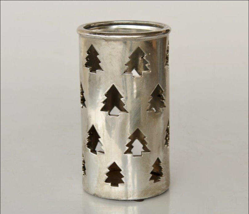 Large Silver Ceramic Tree Candle Holder - NetDécor 