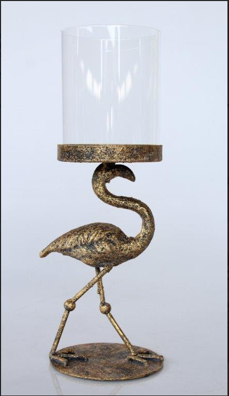 Gold Metal Flamingo Candle Holder - NetDécor 