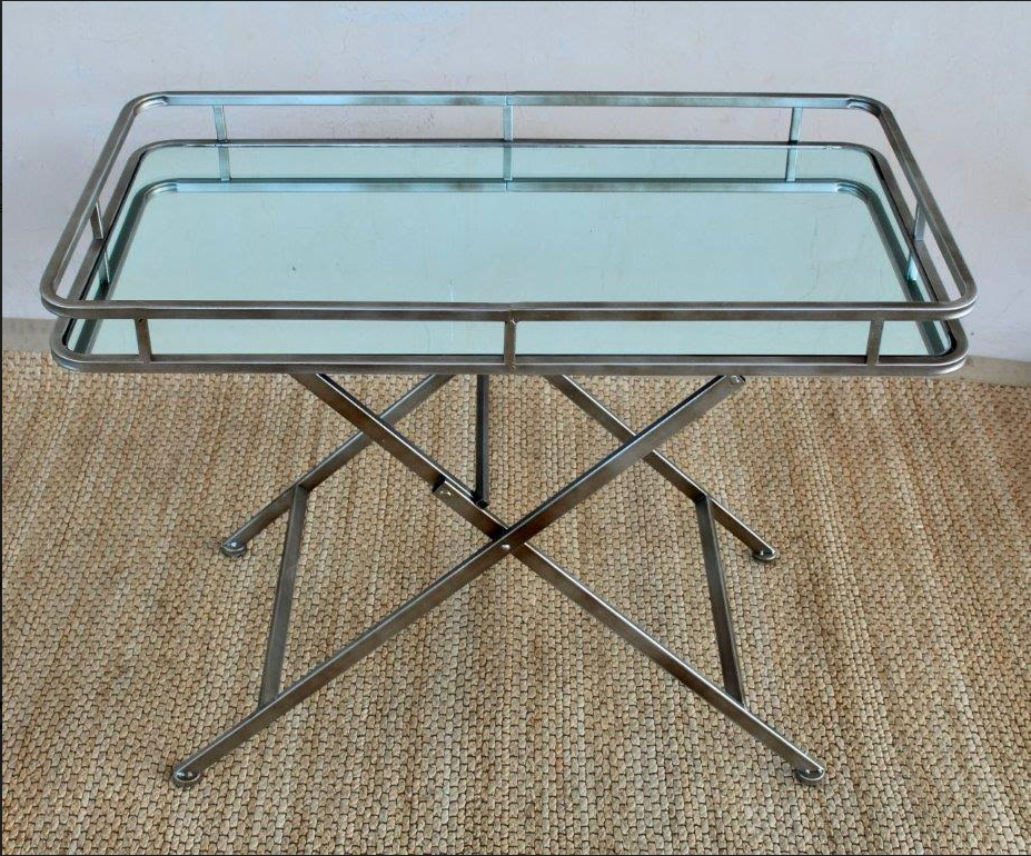 Rect. Pale Gold Mirrored Folding Butlers Tray - NetDécor