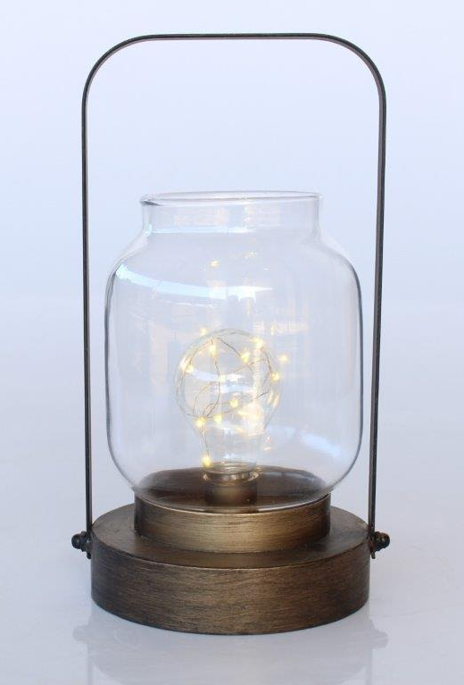 Led Battery Operated Glass Metal Lantern - NetDécor