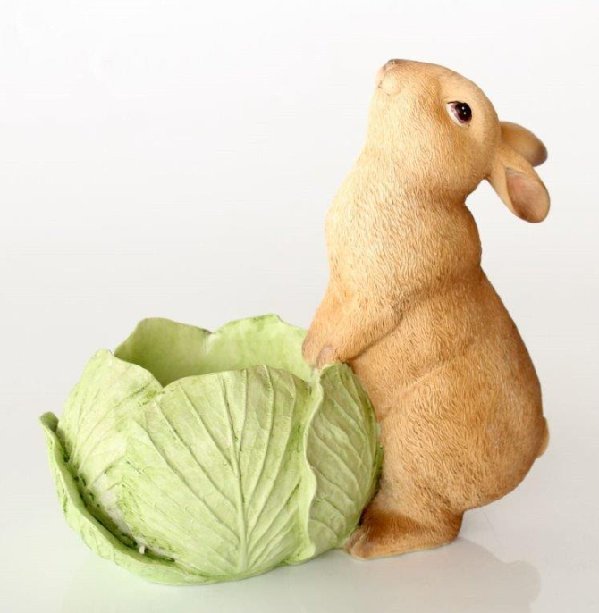 Standing bunny with cabbage planter - NetDécor