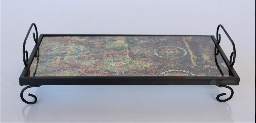 Metal Floral Tray On Feet - NetDécor