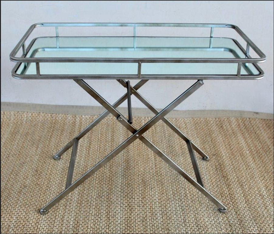 Rect. Pale Gold Mirrored Folding Butlers Tray - NetDécor