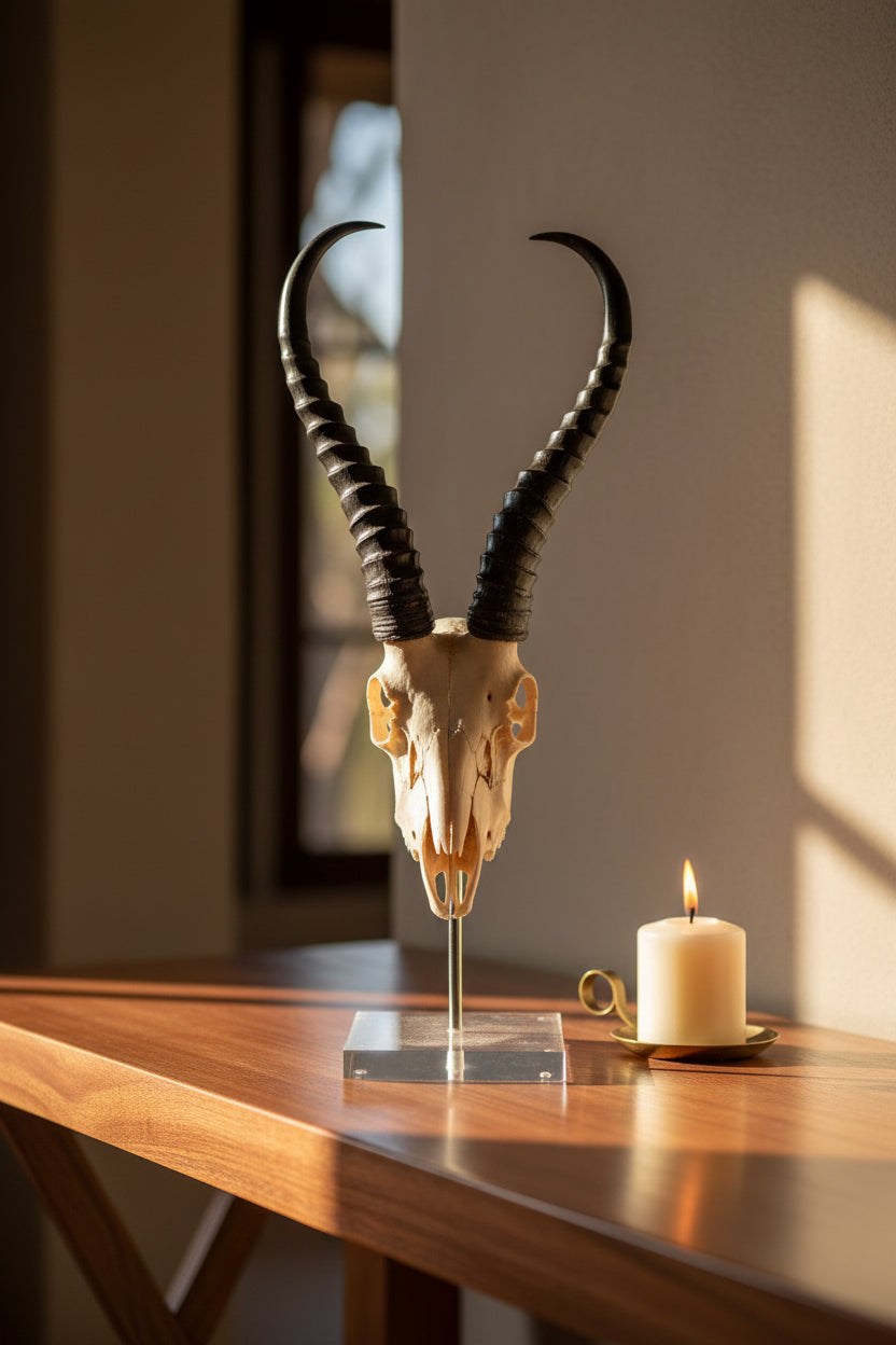 Mounted Polished Springbok Full Skull - NetDécor