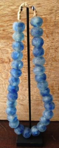 Large Blue Glass Beads on Stand - NetDécor