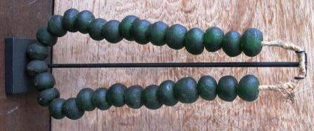 Large Bottle Green Glass Beads on Stand - NetDécor