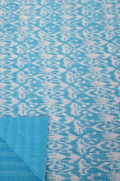 Ikat Turquoise Cotton Throw - NetDécor