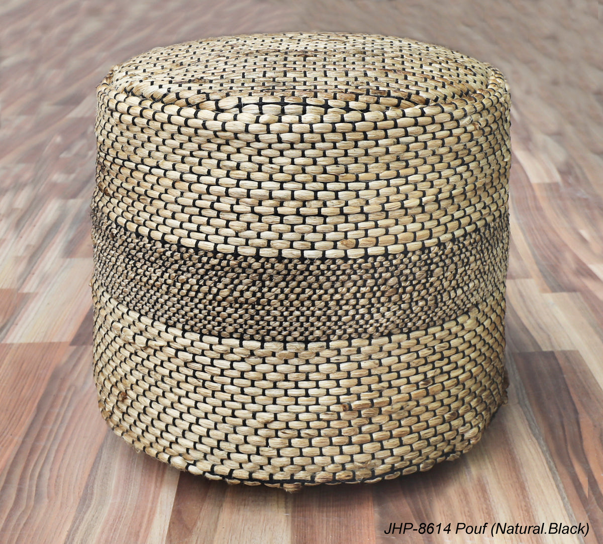Natural Black Jute Pouf NetDécor