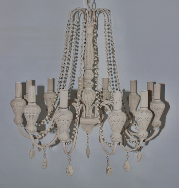 12 ARM ANTIQUE SANDY GREY CHANDELIER. - NetDécor