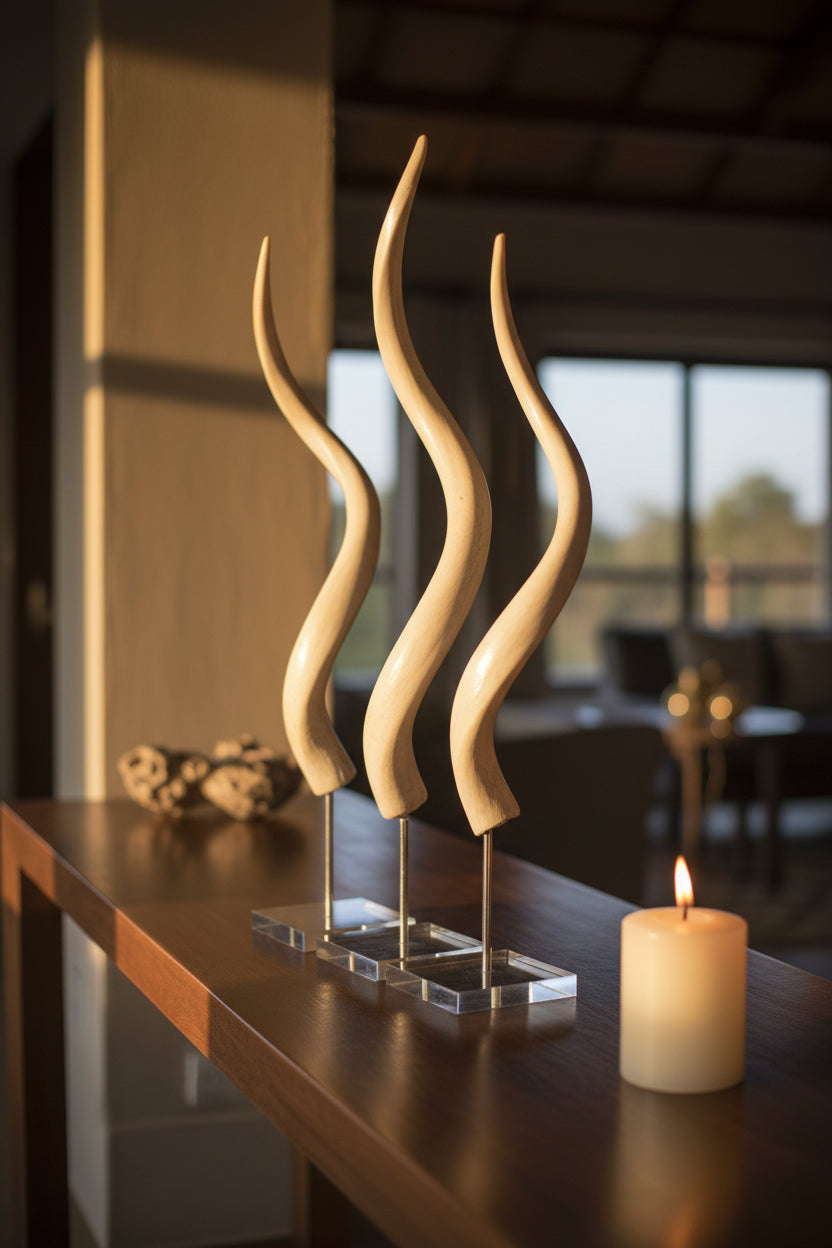 Large Mounted POLISHED Inner Kudu Horns - NetDécor