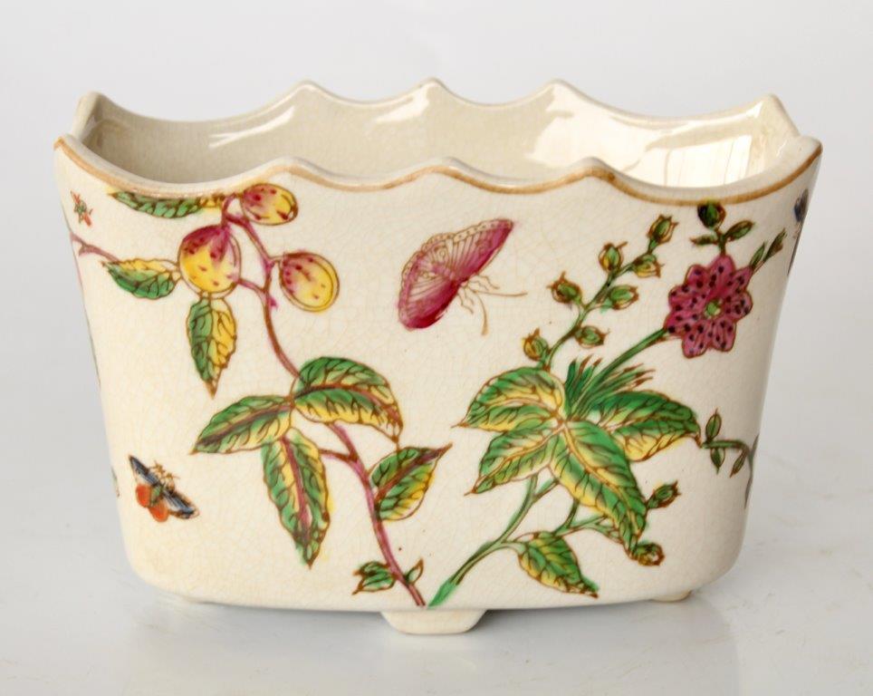 Pink Flower & Butterfly RECTANGULAR Crown Planter - NetDécor