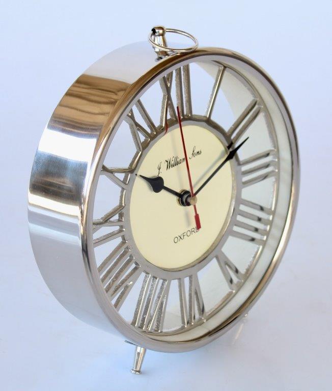 Round Silver Standing Clock - NetDécor