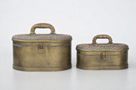 Set of 2 Oval Rattan Boxes - NetDécor