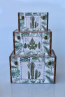 Set of 3 Green Leaf & Cactus Boxes - NetDécor