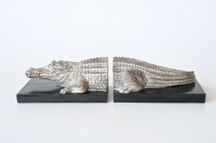 10x42x12cm Silver Crocodile Bookends. - NetDécor