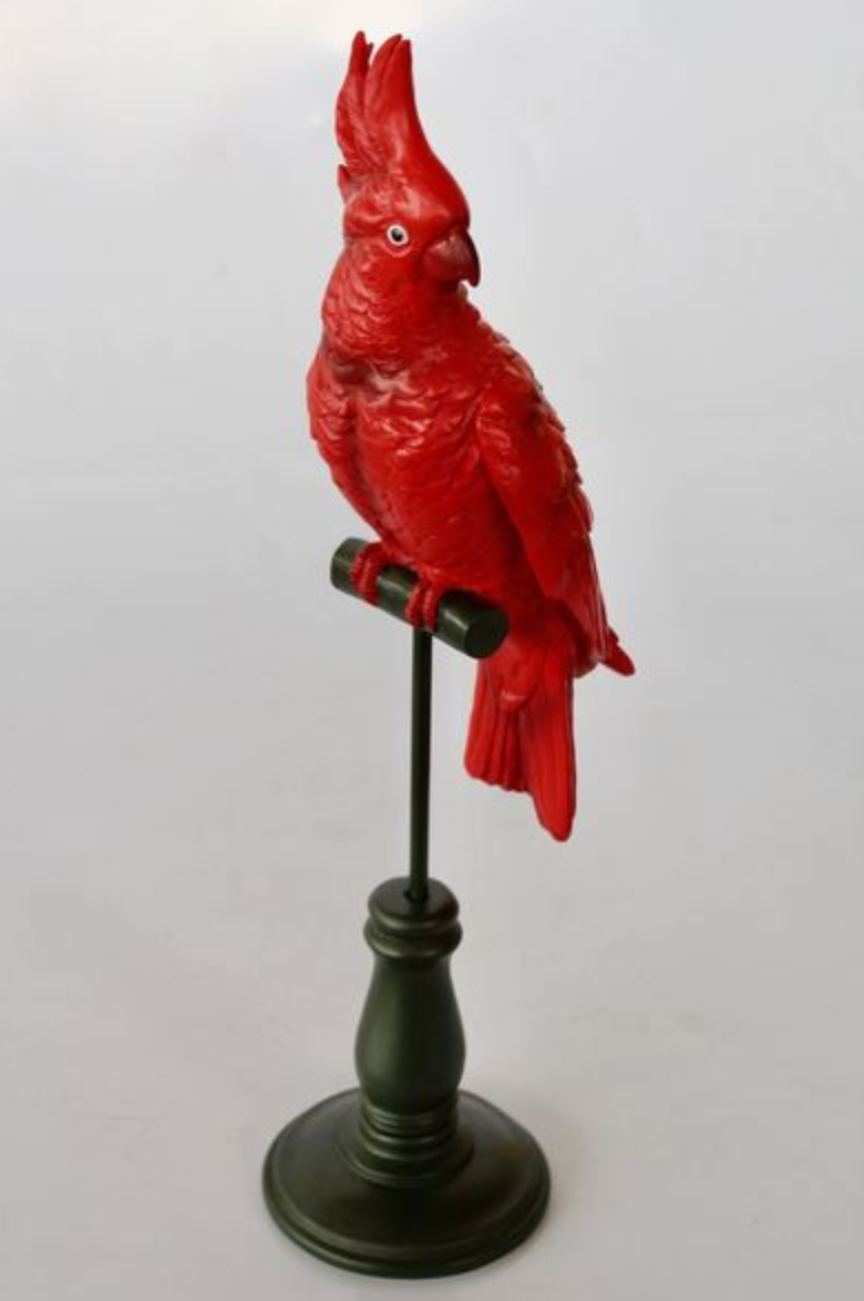 Red Parrot On Stand - NetDécor