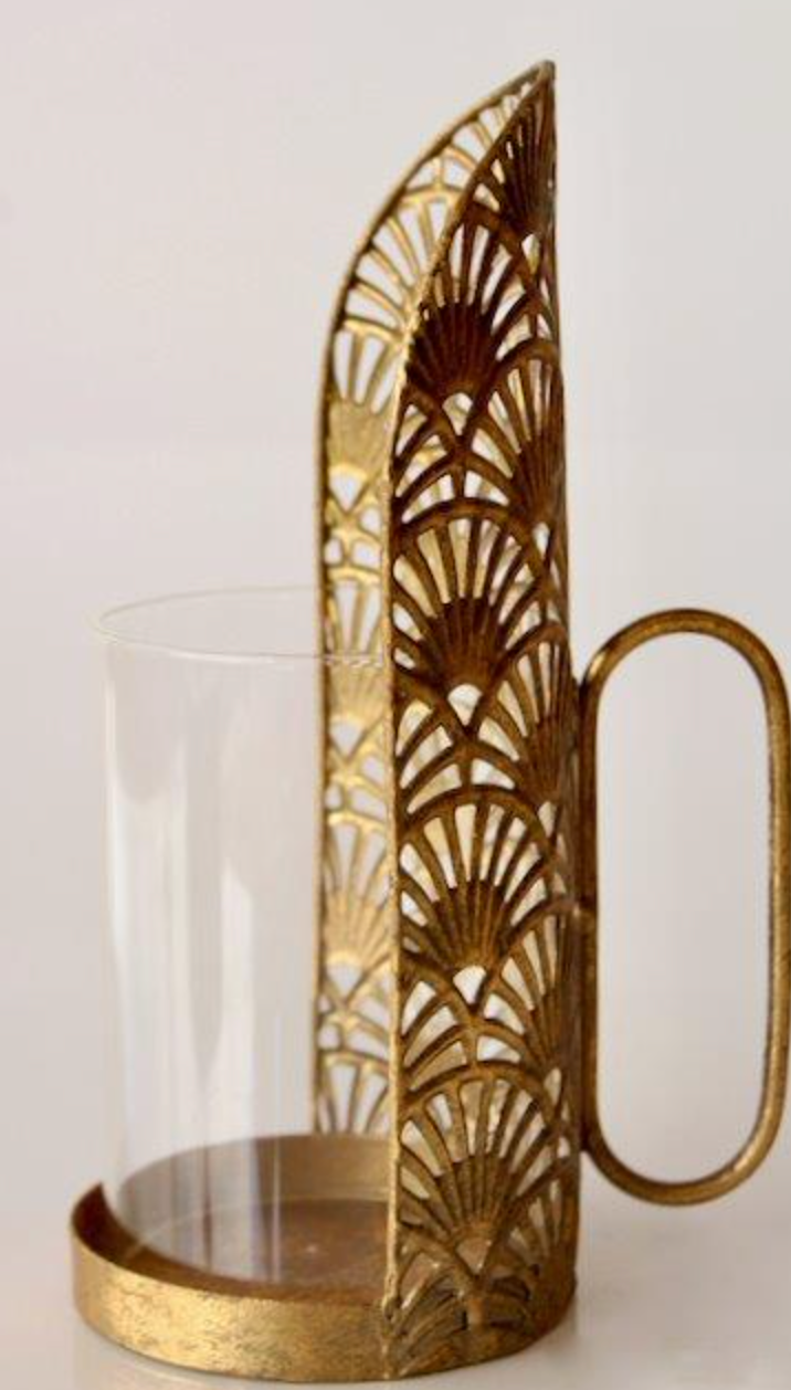 METAL & GLASS LANTERN WITH HANDLE - NetDécor