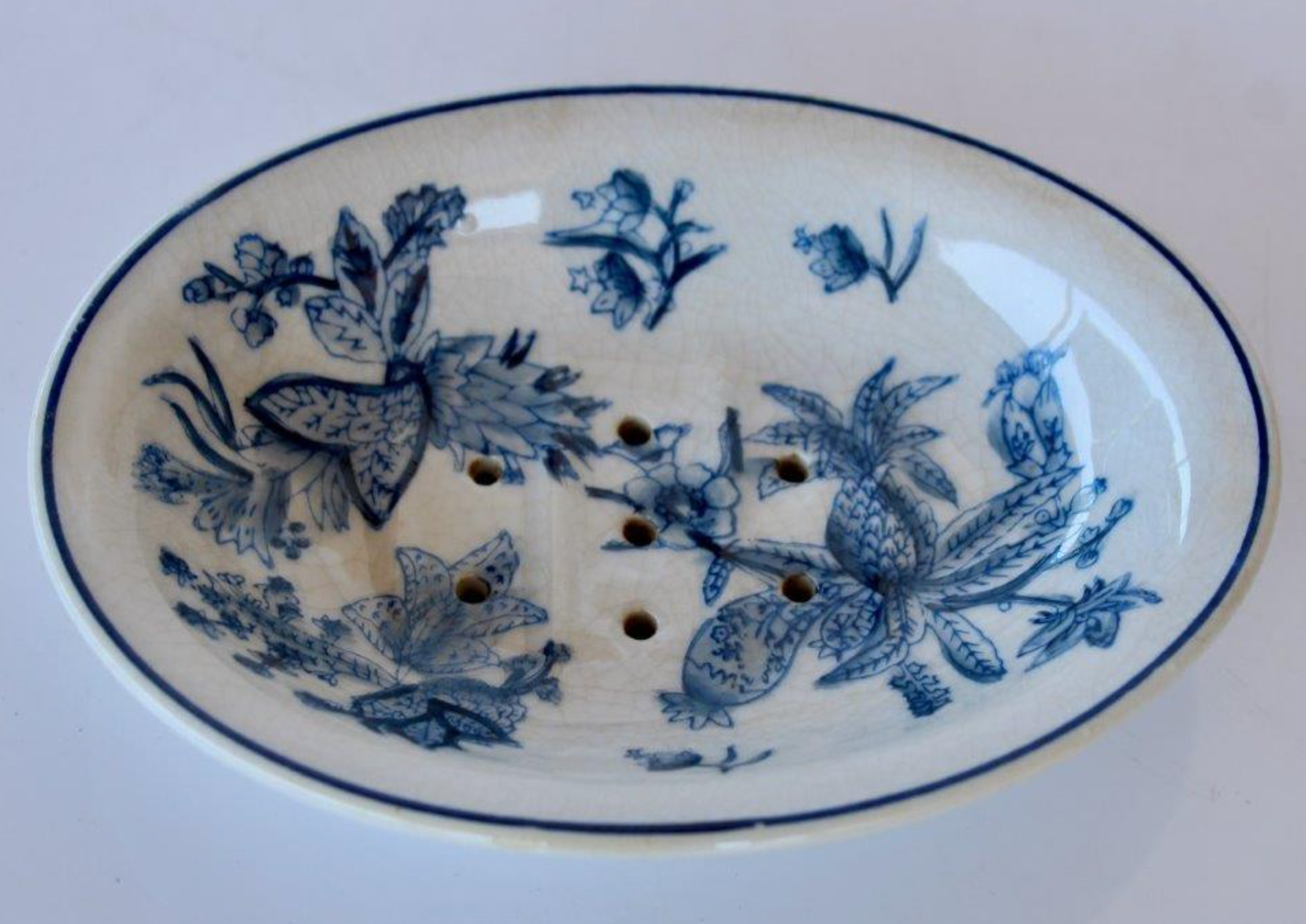 BLUE FLORAL SOAP DISH - NetDécor