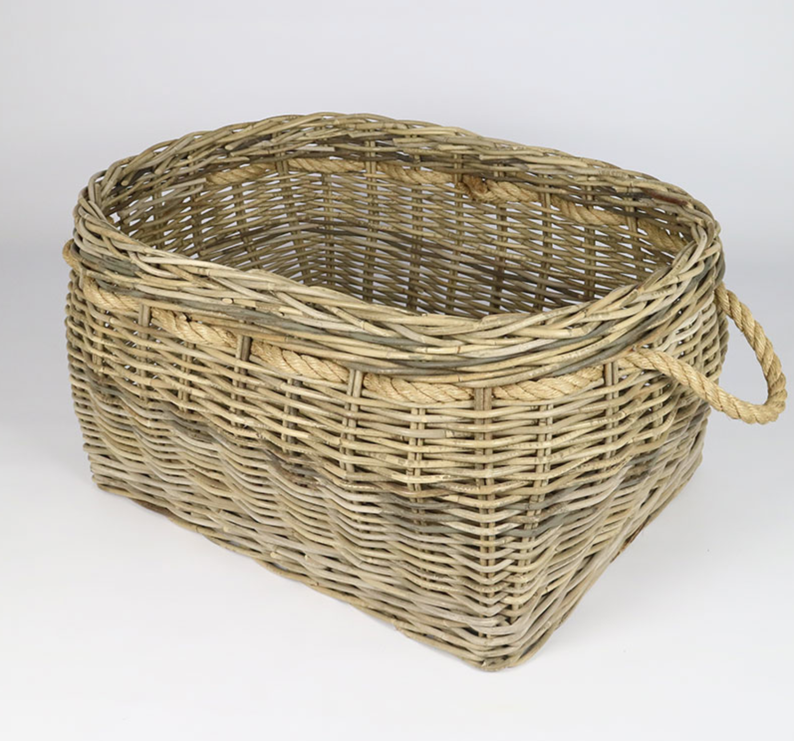 RATTAN THICK WASH ROPE BASKET GREY - NetDécor
